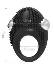 Censan Titreşimli Tırtıklı Penis Halkası - Siyah, Güçlü Titreşim