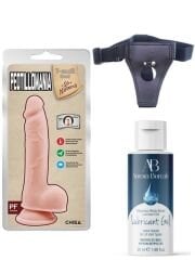 Belden Bağlamalı Kayganlaştırıcı Set Peotillomania 19.5cm Gerçekçi Dildo | Strap-On, Gerçekçi, Dayanıklı ve Kayganlaştırıcı Set