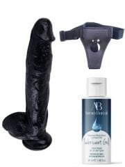 724Haz Belden Bağlamalı Kayganlaştırıcı Set | Noctis 32 cm Siyah Dildo No:23
