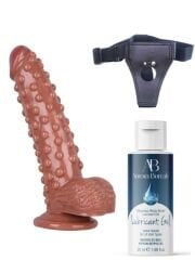 724Haz Belden Bağlamalı Kayganlaştırıcı Set | Noctis 24 cm Kahverengi Dildo No:40 | Gerçekçi Doku ve Fantezi Seti