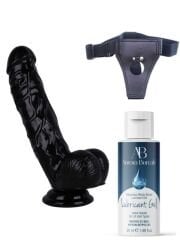 724Haz Belden Bağlamalı Kayganlaştırıcı Set | Noctis 21.5 cm Siyah Dildo No:51