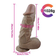 26 cm Gerçekçi Mega Dildo | Ten Rengi, Damarlı ve Esnek Silikon Büyük Boy Penis