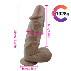 26 cm Gerçekçi Mega Dildo | Ten Rengi, Damarlı ve Esnek Silikon Büyük Boy Penis