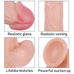 20 cm Gerçekçi Dildo Penis | Ten Rengi, Damarlı, Esnek Silikon Yapı
