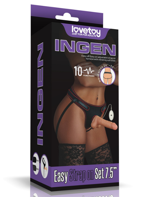 724Haz Vibrating Easy Strapon Set | 7.5 inç, Titreşimli, Belden Bağlamalı