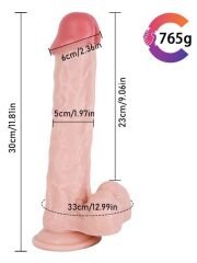Ten Rengi 30 cm Gerçekçi Dildo | Damarlı, Esnek ve Silikon Büyük Boy Model