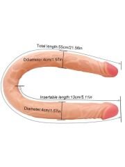 Ten Rengi 55 cm Çift Taraflı Dildo | Gerçekçi, Esnek ve İki Uçlu Fantastik Model
