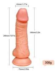 Ten Rengi 20 cm Dildo | Realistik Silikon, Vakum Taban & Cilt Dostu Seks Oyuncağı