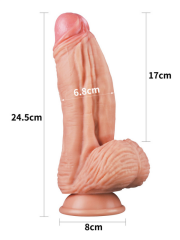 Çift Katmanlı Platinum Silikon “Cock-Ten” Dildo | Realistik & Vantuzlu Tasarım | 724Haz
