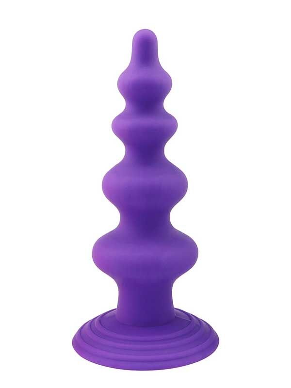 Vantuzlu Boğumlu Silikon Anal Plug Mor - Yoğun Titreşimli Haz