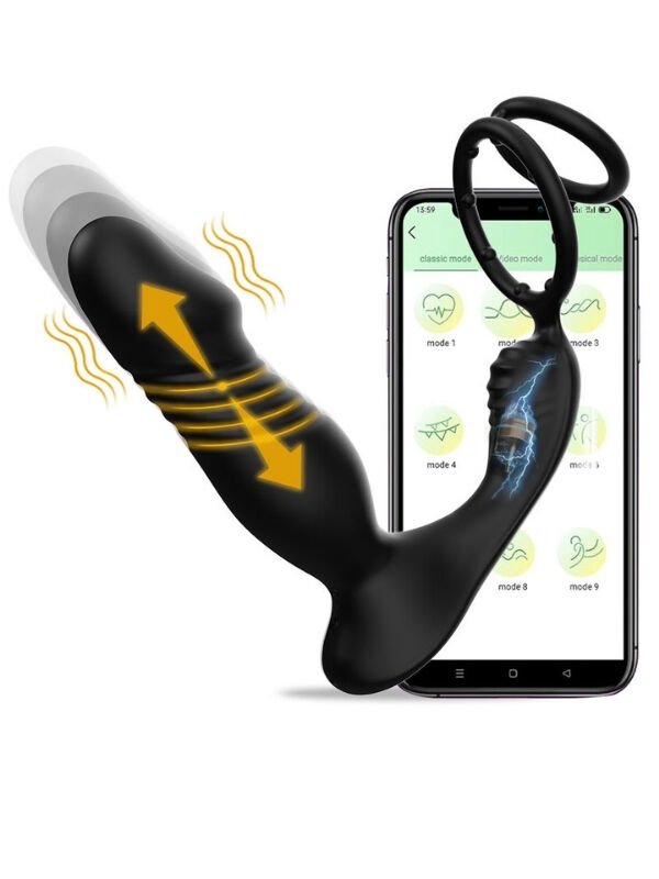 5-in-1 Telefon Kontrollü Titreşimli İleri-Geri Vibratör | APP Destekli & Suya Dayanıklı Anal Plug | 724Haz