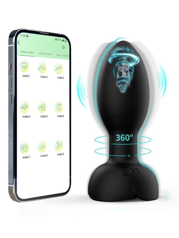Döner Telefon Kontrollü Titreşimli Vibratör | 9 Modlu Rotasyon & App Kontrollü Anal Plug | 724Haz