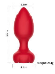 Telefon Kontrollü Full Covered Rubber Rose Anal Plug – Kırmızı, Akıllı Kontrol