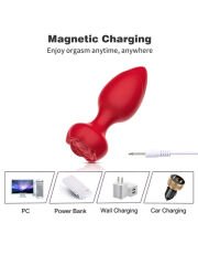 Telefon Kontrollü Full Covered Rubber Rose Anal Plug – Kırmızı, Akıllı Kontrol