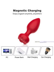 Telefon Kontrollü Full Covered Rubber Rose Anal Plug – Kırmızı, Akıllı Kontrol