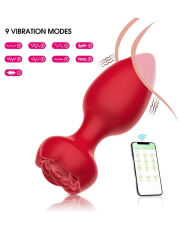 Full Covered Rubber Rose Anal Plug – Siyah | Akıllı Telefon Kontrollü & Suya Dayanıklı | 724Haz