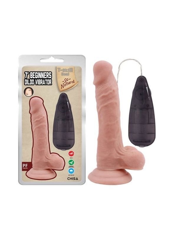 Beginners Dildo Vibrator Flesh | 17.5 cm, Gerçekçi Doku, Esnek ve Vantuzlu