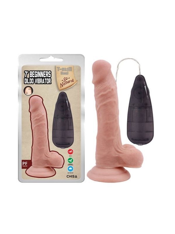 Beginners Dildo Vibrator Flesh | 17.5 cm, Gerçekçi Doku, Esnek ve Vantuzlu