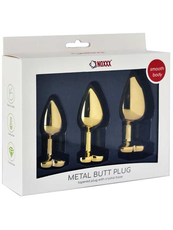 Altın Renkli Kalpli Çelik Anal Plug - 3 Boy Set