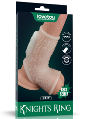 Vibrating Drip Knights Ring with Scrotum Sleeve – Beyaz | Titreşimli & Vantuzlu Kalınlaştırıcı | 724Haz