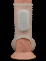 Vibrating Drip Knights Ring with Scrotum Sleeve – Beyaz | Titreşimli & Vantuzlu Kalınlaştırıcı | 724Haz
