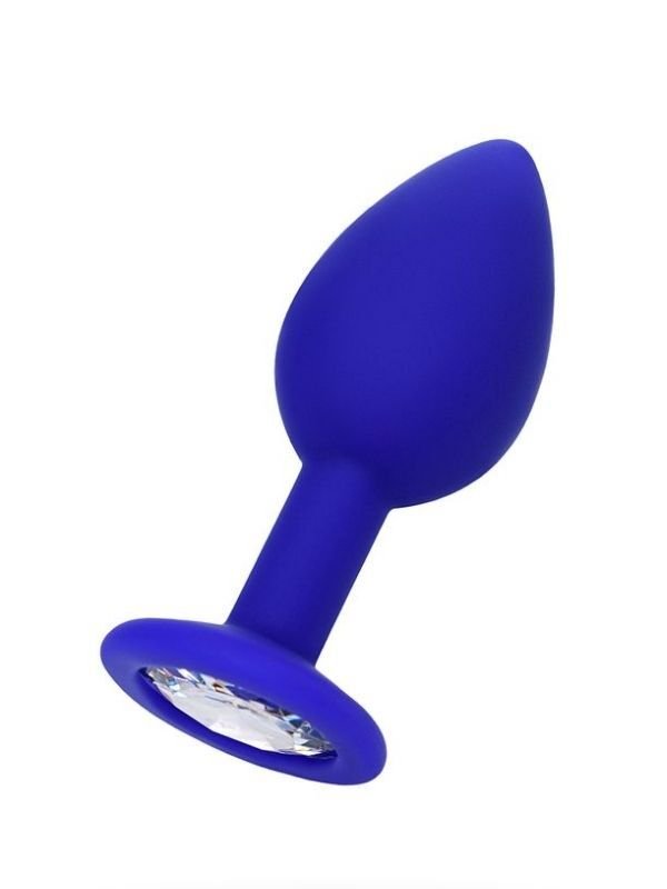 Censan Mavi-Beyaz Kristalli Metal Anal Plug – 7 cm | Şık ve Estetik Anal Tak