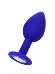 Censan Mavi-Beyaz Kristalli Metal Anal Plug – 7 cm | Şık ve Estetik Anal Tak
