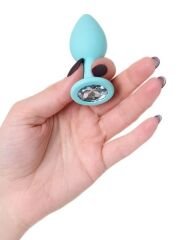 Censan Kristal Taşlı Anal Plug – 7 cm | Parlak Beyaz Kristalli, Metal Anal Tak