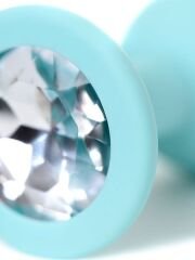 Censan Kristal Taşlı Anal Plug – 7 cm | Parlak Beyaz Kristalli, Metal Anal Tak