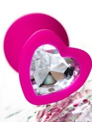 CENSAN Diamond Heart Anal Plug – Pembe, 8cm, Medikal Silikon