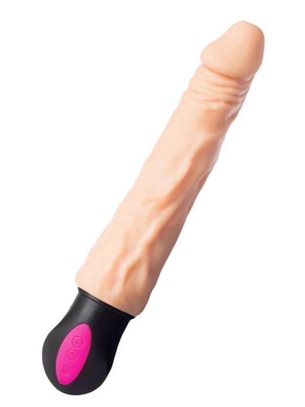 Isıtmalı Realistik Vibratör - 25 cm TPE Ten Rengi Gerçekçi Dildo