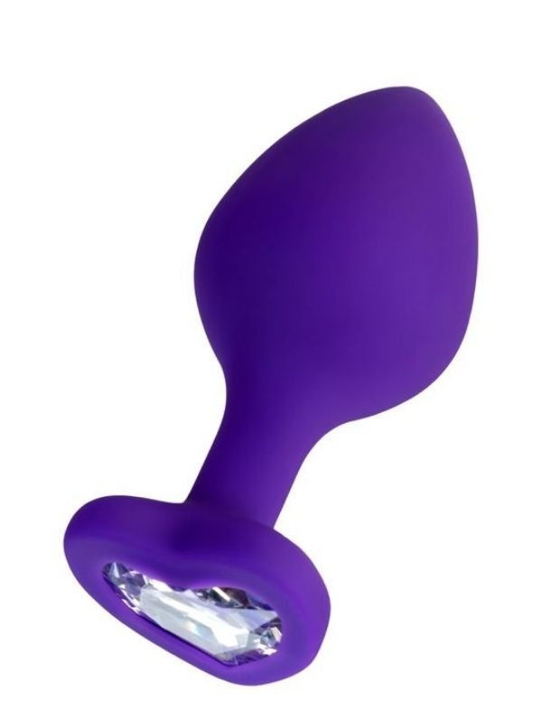 Diamond Heart Anal Plug Mor - 8 cm Silikon Anal Fiş (S Boyut)