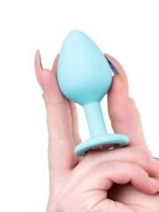 Brilliant Anal Plug Mavi - 8 cm Silikon Anal Fiş (S Boyut)