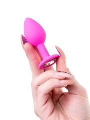 Brilliant Anal Plug Pembe | 8 cm 50 g | Kristal Taş Detaylı Metal Anal Plug