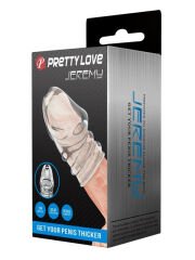 Jeremy Geciktirici ve Sertleştirici TPR Penis Kılıf – Beyaz, Konforlu Kullanım