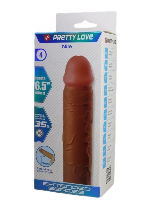 Nile Gerçek Hissiyatlı Uzatıcı Penis Kılıf – TPE, Kahverengi & Dolgun Destek