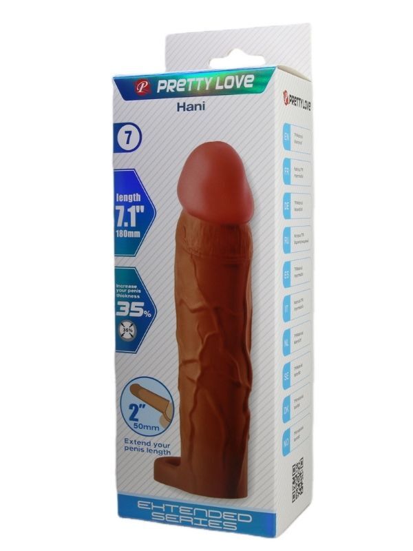Hani Gerçekçi Dokulu Uzatıcı Penis Kılıfı – Brown | Esnek Silikon & Testis Halkası | 724Haz