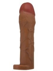 Hani Gerçekçi Dokulu Uzatıcı Penis Kılıfı – Brown | Esnek Silikon & Testis Halkası | 724Haz