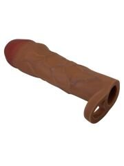 Hani Gerçekçi Dokulu Uzatıcı Penis Kılıfı – Brown | Esnek Silikon & Testis Halkası | 724Haz