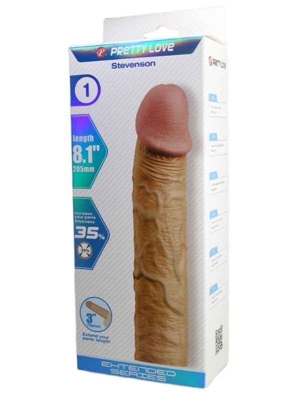 Stevenson Gerçekçi Dokulu Uzatıcı Penis Kılıfı | Premium Silikon & Testis Destekli | 724Haz