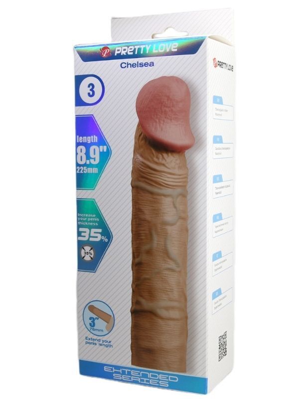 Chelsea Gerçekçi Dokulu Uzatıcı Penis Kılıfı – Brown | Süper Esnek & Testis Kaideli | 724Haz