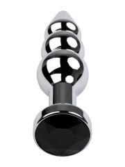 CENSAN Anal Plug Metal gümüş siyah kristalli 11 cm