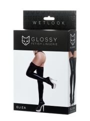 Glossy ELİZA Dantelli Deri Çorap