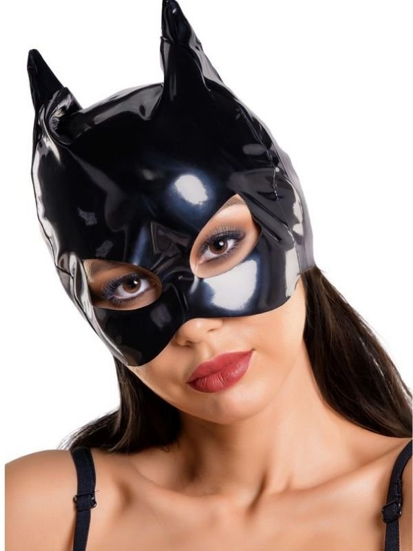 Glossy ANN Deri Kedi Maskesi siyah