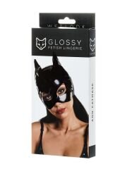 Glossy ANN Deri Kedi Maskesi siyah