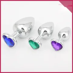 Kalp Şekilli Renkli Taşlı Anal Plug – Metal Gövde, Estetik ve Ergonomik Tasarım | 724Haz