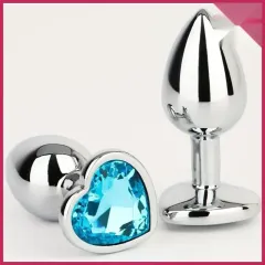 Kalp Şekilli Renkli Taşlı Anal Plug – Metal Gövde, Estetik ve Ergonomik Tasarım | 724Haz