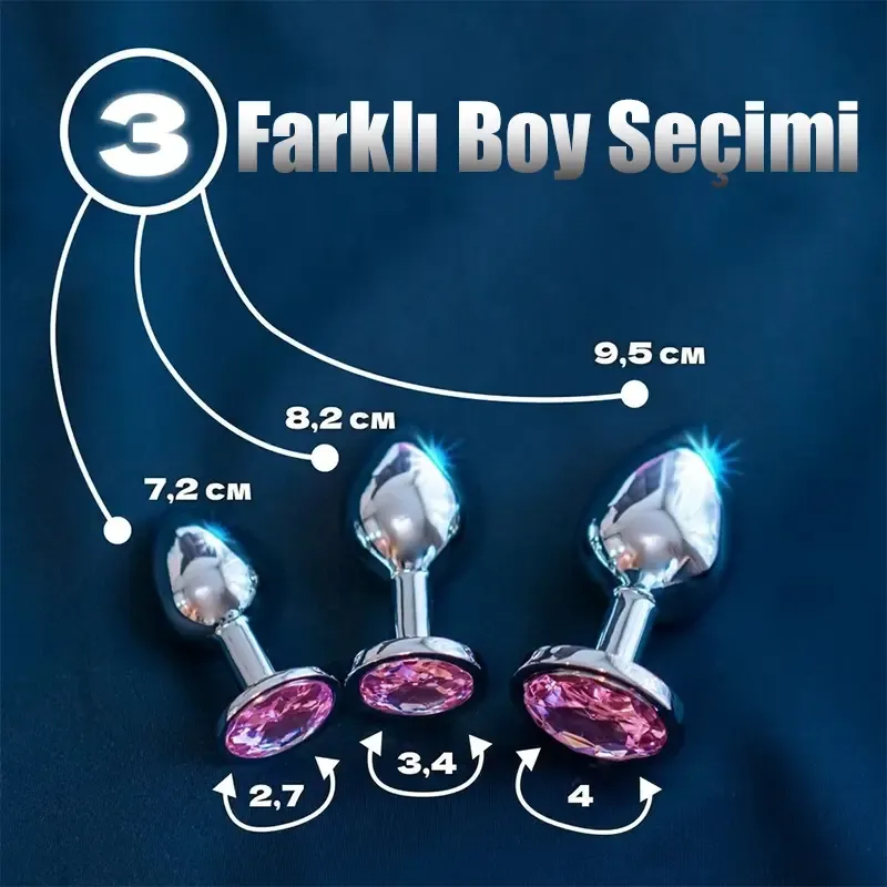 Taşlı Küçük Boy Anal Plug – Şık Taş Detaylı, Ergonomik ve Silikon Yapı | 724Haz