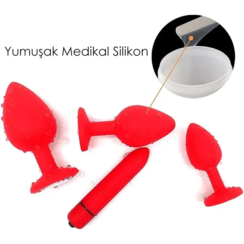 Diamond Vibratörlü Anal Plug Seti – Vibrasyona Sahip, Silikon ve Ergonomik Tasarım | 724Haz
