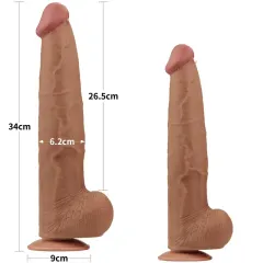 Lovetoy 34 cm – Çift Katmanlı Kayar Derili Melez Dildo | 724Haz
